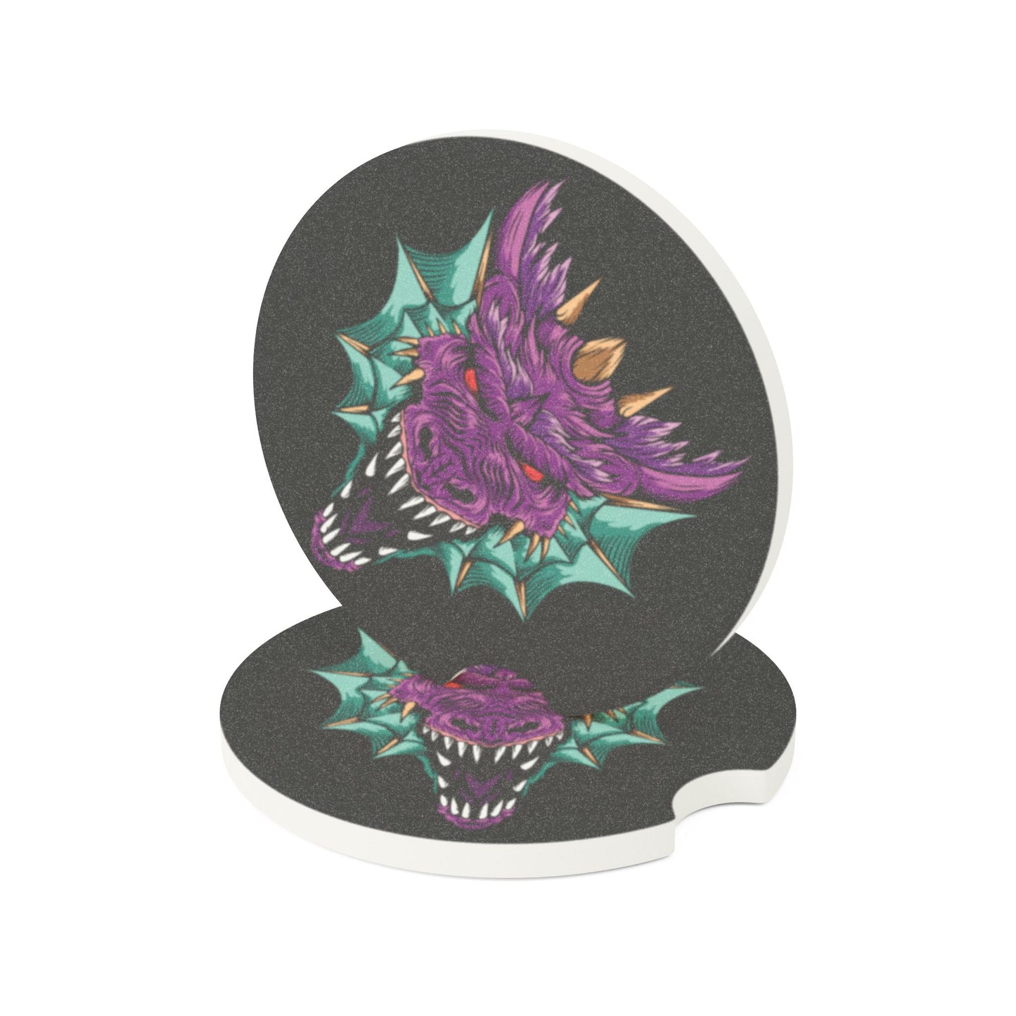Soapstone Car Coaster — Neon Dragon Head Car Cup Holder Coaster