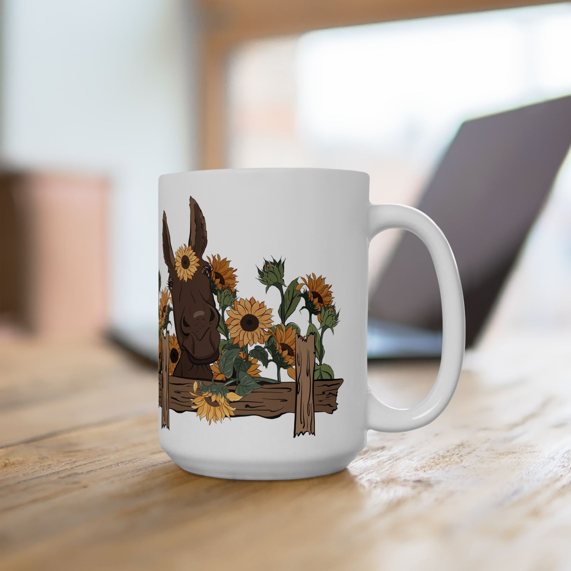Sunflower Donkey Ceramic Mug