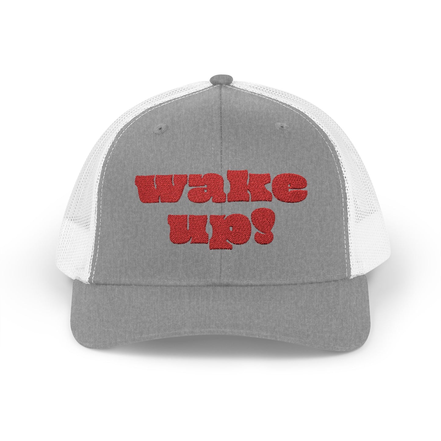 "Wake Up!" Snapback Trucker Cap, Fun Hat for Morning Motivation