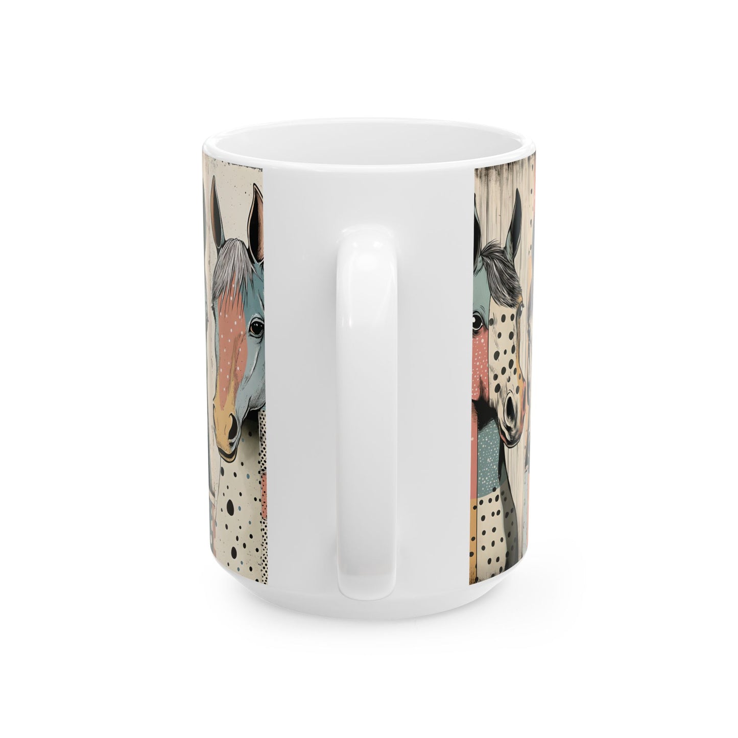 Horse Portrait Ceramic Mug — Colorful Rustic Equestrian Coffee Cup (15oz)
