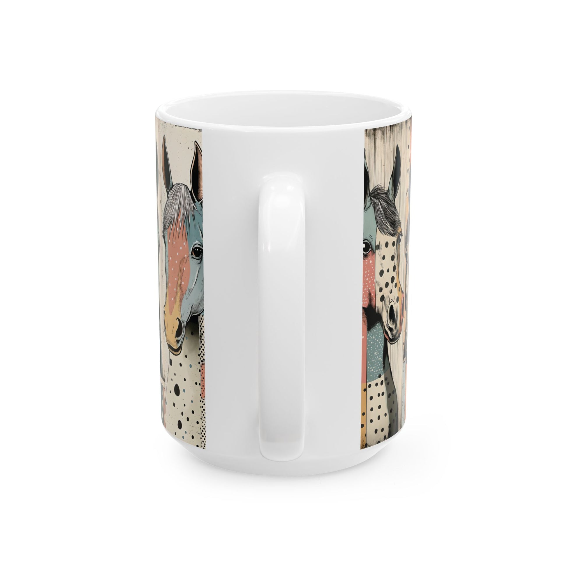 Horse Portrait Ceramic Mug — Colorful Rustic Equestrian Coffee Cup (15oz)