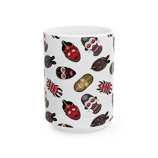 Vibrant Tribal Mask Ceramic Mug