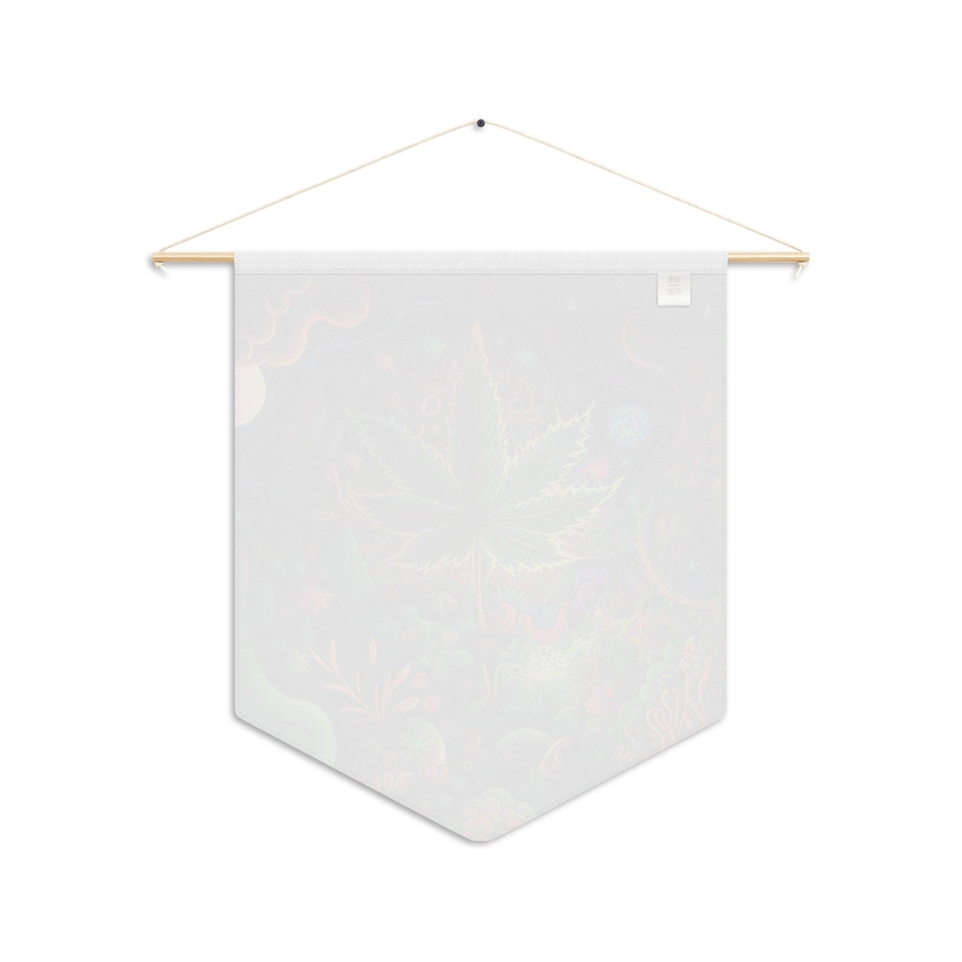Psychedelic Cannabis Leaf Pennant – Neon Trippy Wall Banner