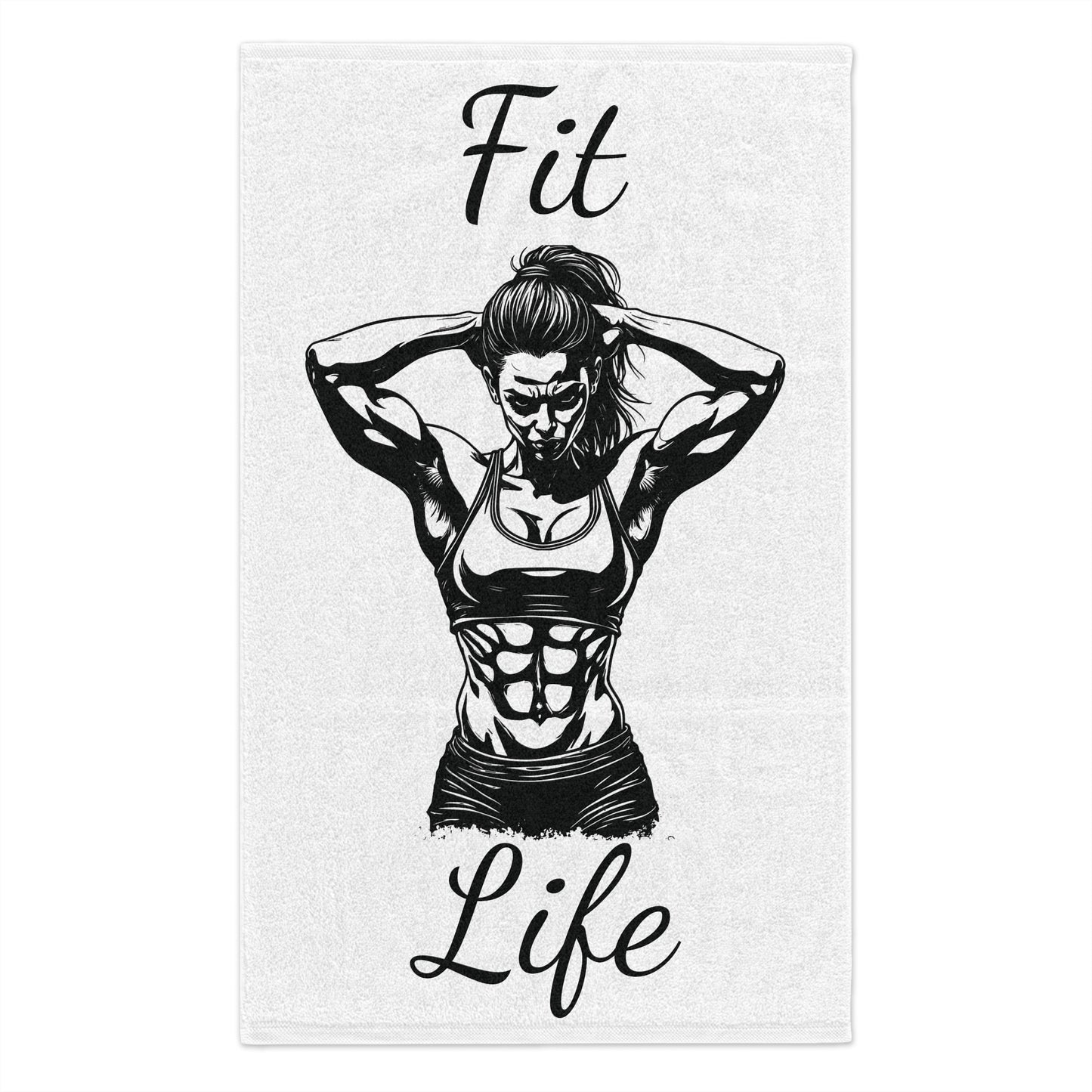 Fit Life Workout Towel — Fitness Gym Towel with Motivational Abs Graphic (11x18)