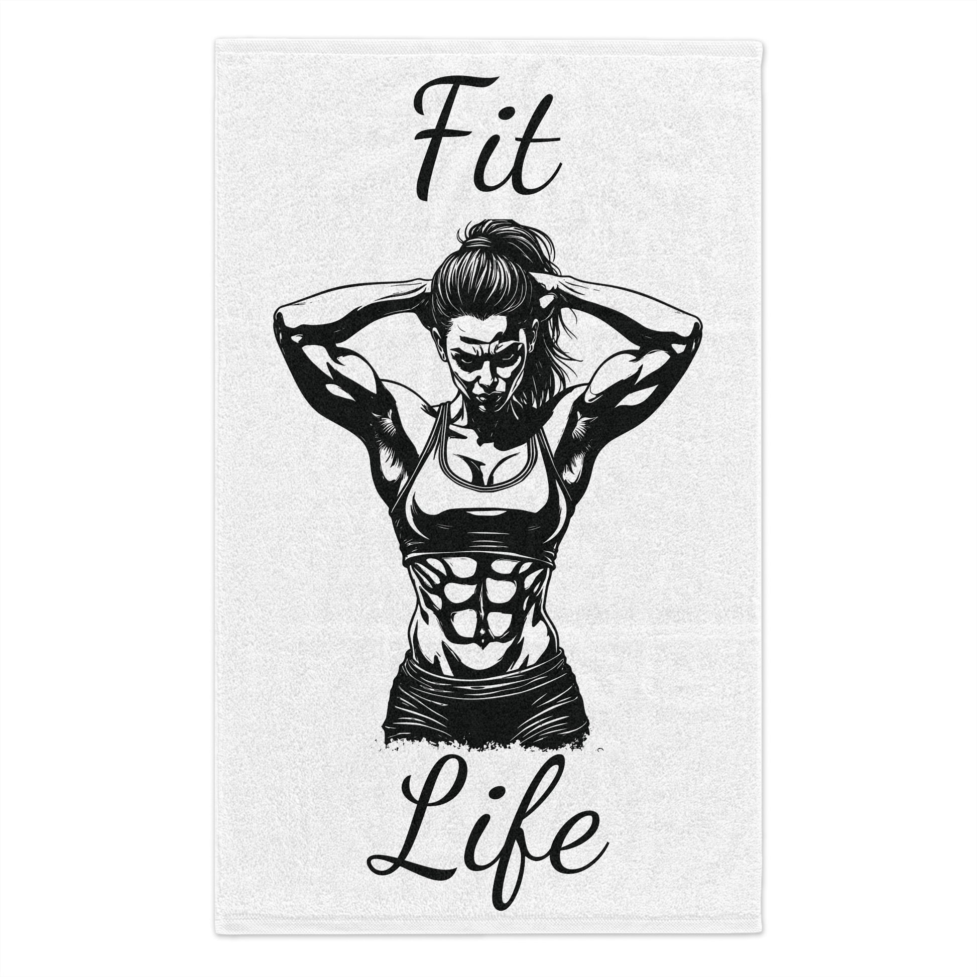 Fit Life Workout Towel — Fitness Gym Towel with Motivational Abs Graphic (11x18)