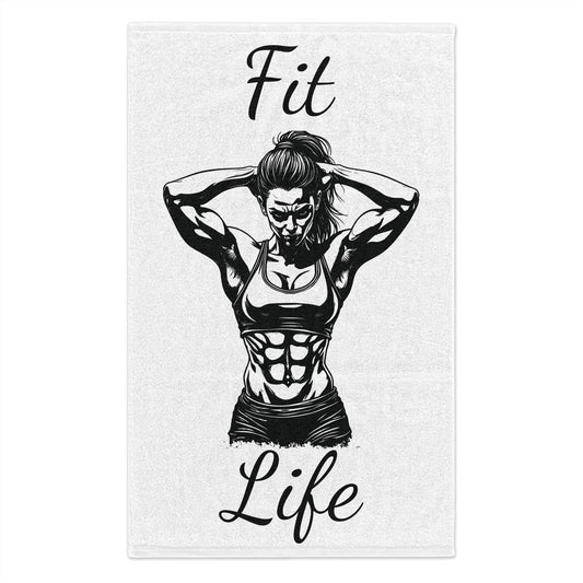 Fit Life Workout Towel — Fitness Gym Towel with Motivational Abs Graphic (11x18)