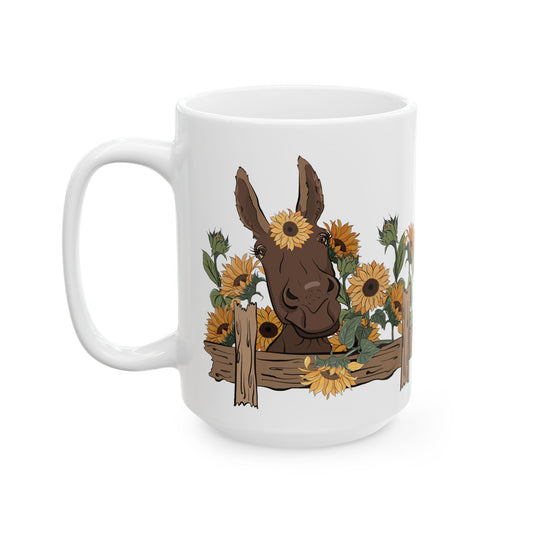Sunflower Donkey Ceramic Mug