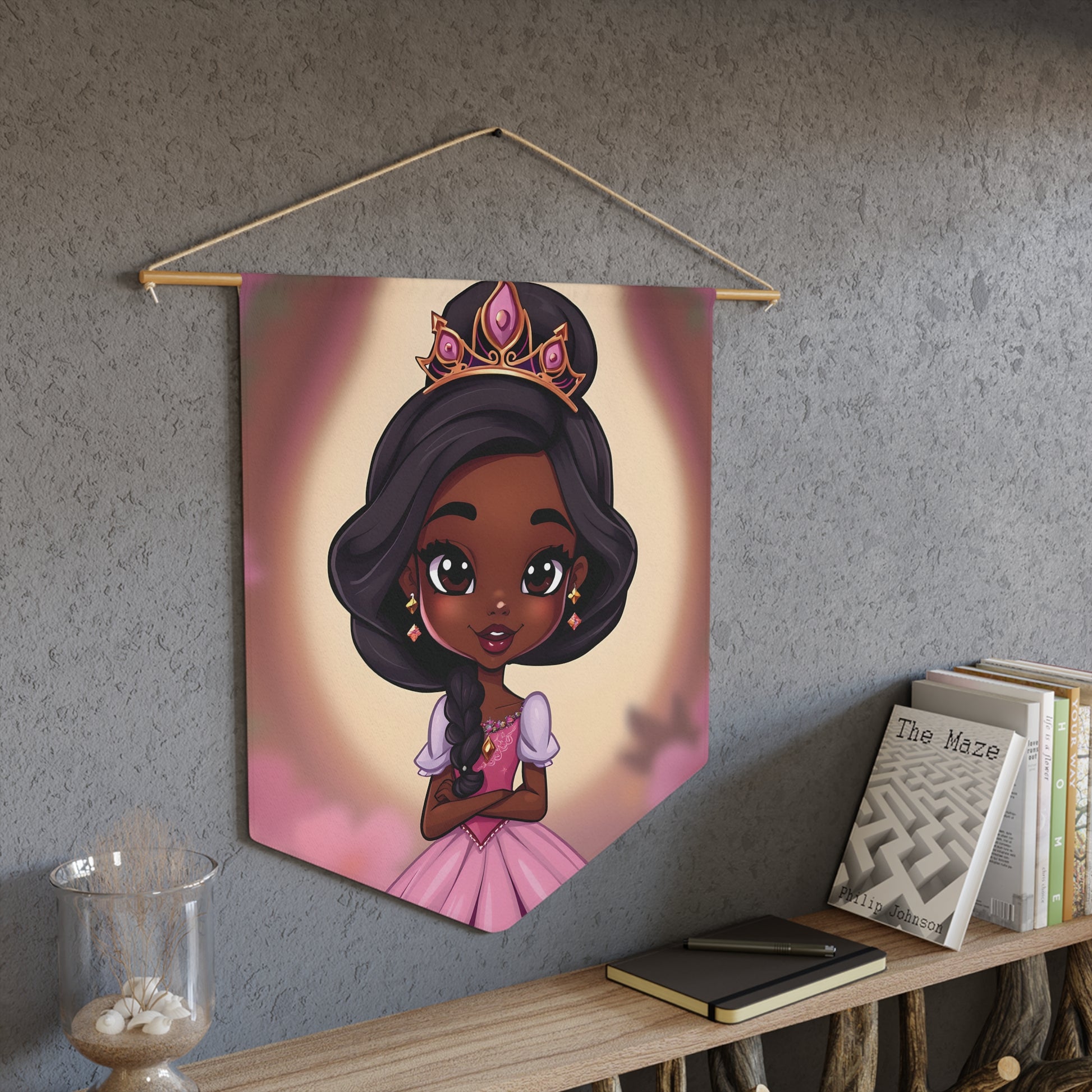 Princess Pennant Wall Banner – Cute Black Princess Girl Nursery Decor
