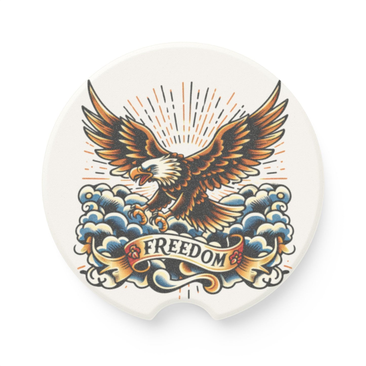 Freedom Eagle Soapstone Car Coaster — Patriotic Eagle Car Cup Holder Insert