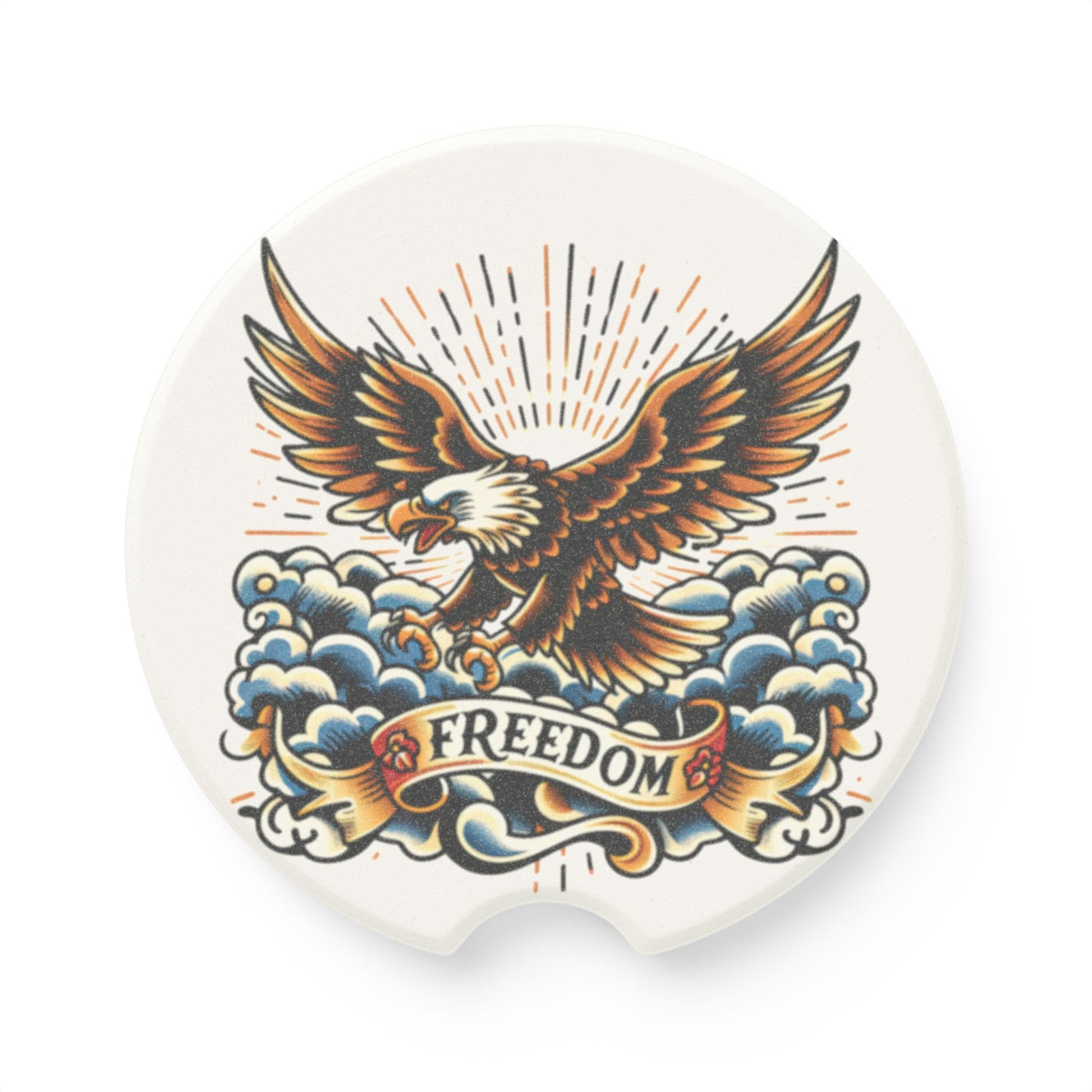 Freedom Eagle Soapstone Car Coaster — Patriotic Eagle Car Cup Holder Insert