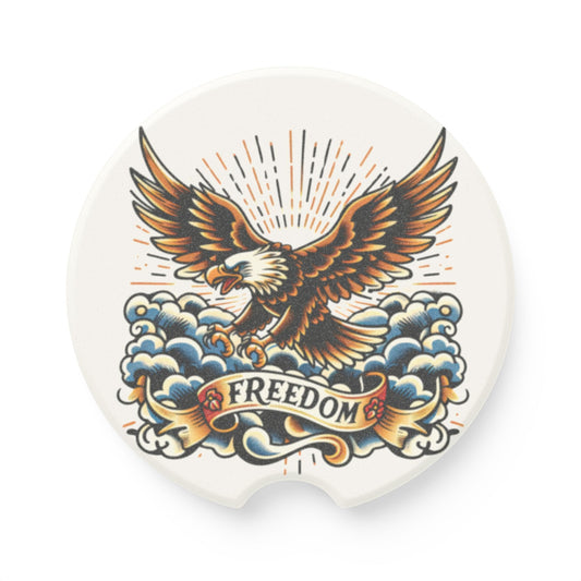 Freedom Eagle Soapstone Car Coaster — Patriotic Eagle Car Cup Holder Insert