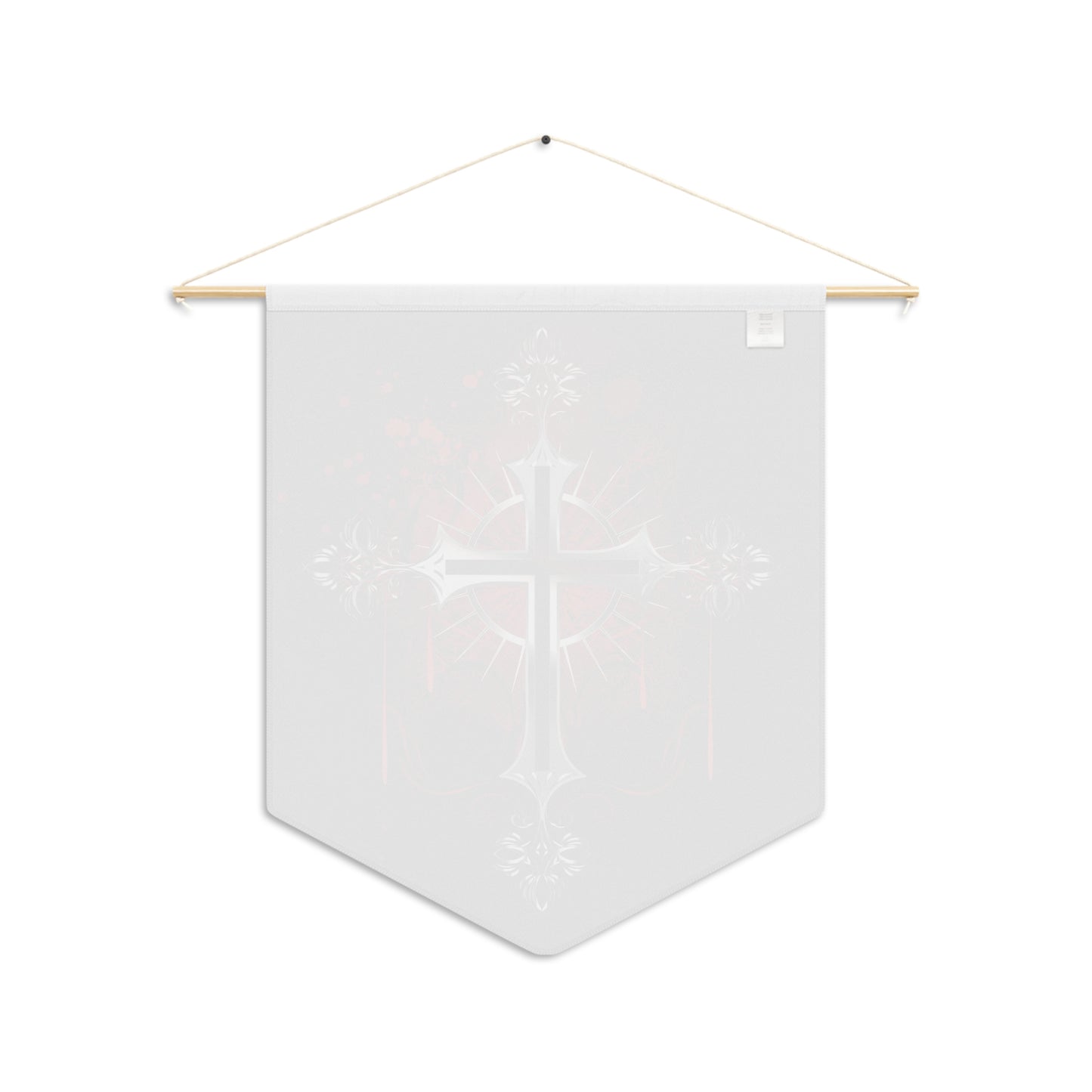 Gothic Cross Pennant Wall Banner — Red & Black Religious Decor