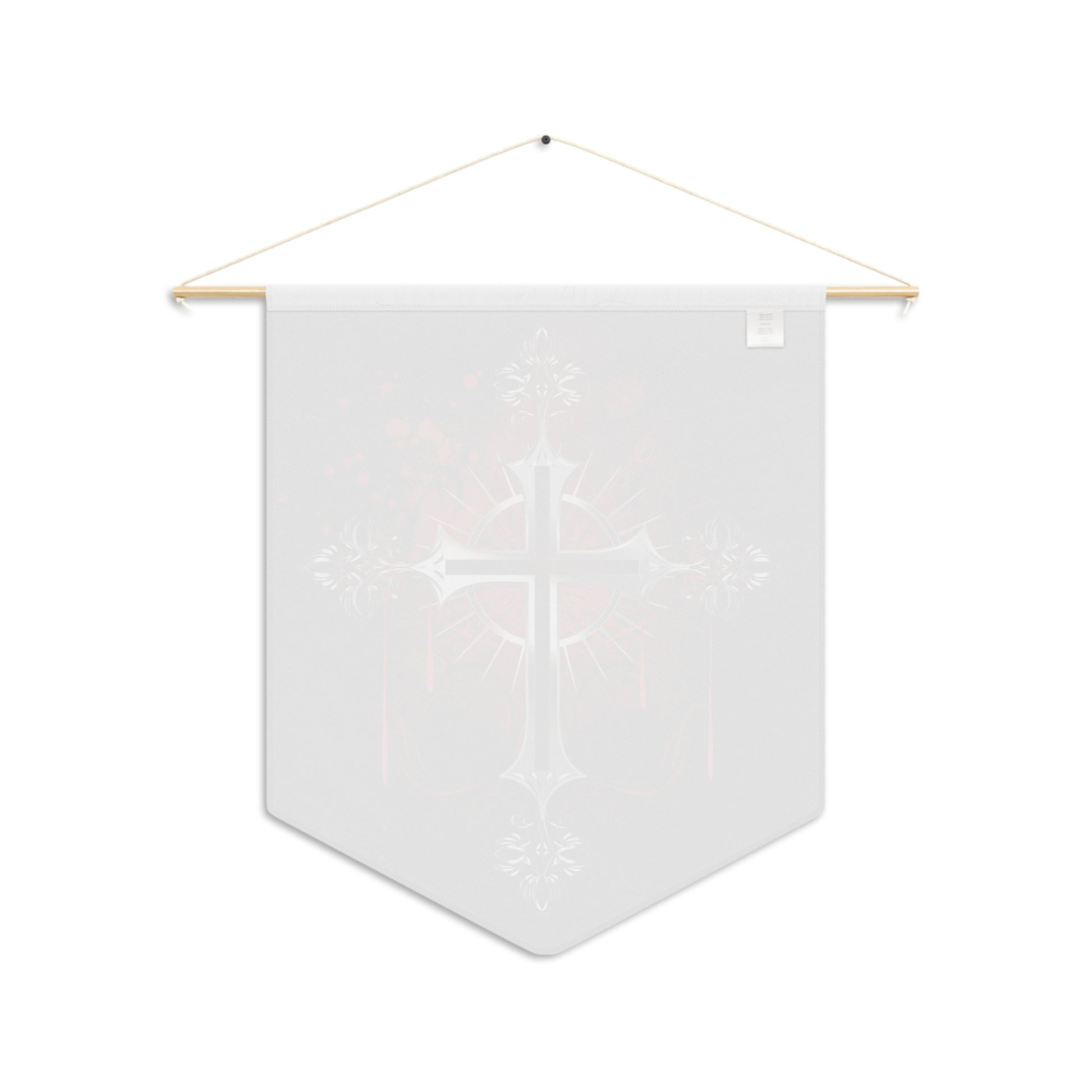 Gothic Cross Pennant Wall Banner — Red & Black Religious Decor
