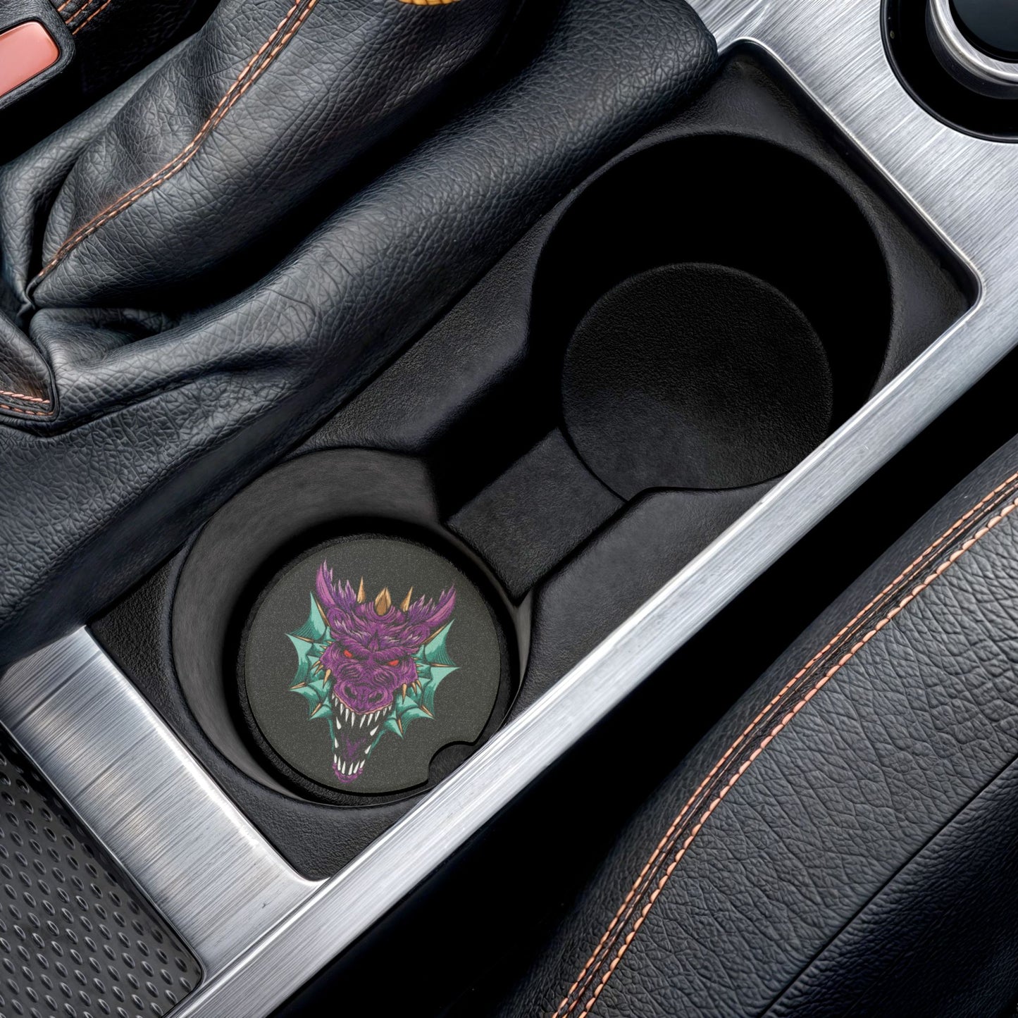 Soapstone Car Coaster — Neon Dragon Head Car Cup Holder Coaster