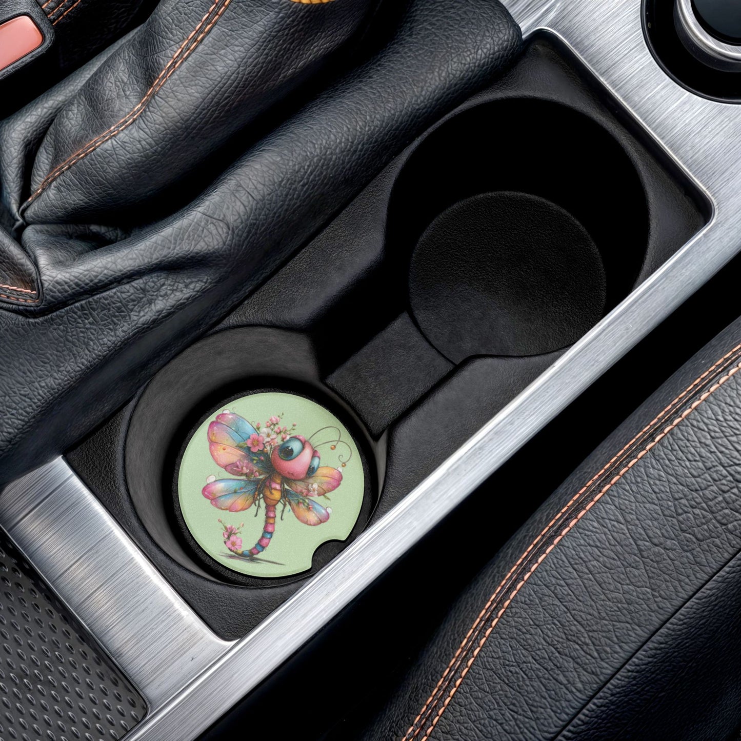 Soapstone Car Coaster — Cute And Colorful Dragonfly Car Cup Holder Coaster