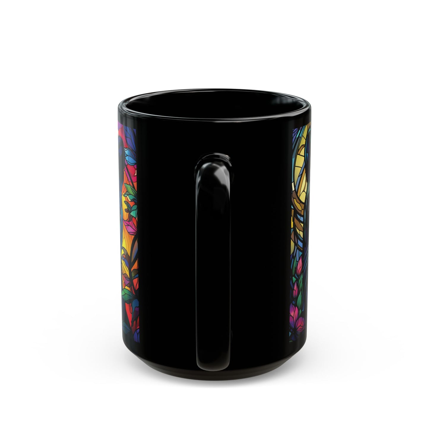 Black Panther Stained Glass Art Mug — Colorful Panther Coffee Cup (15oz)