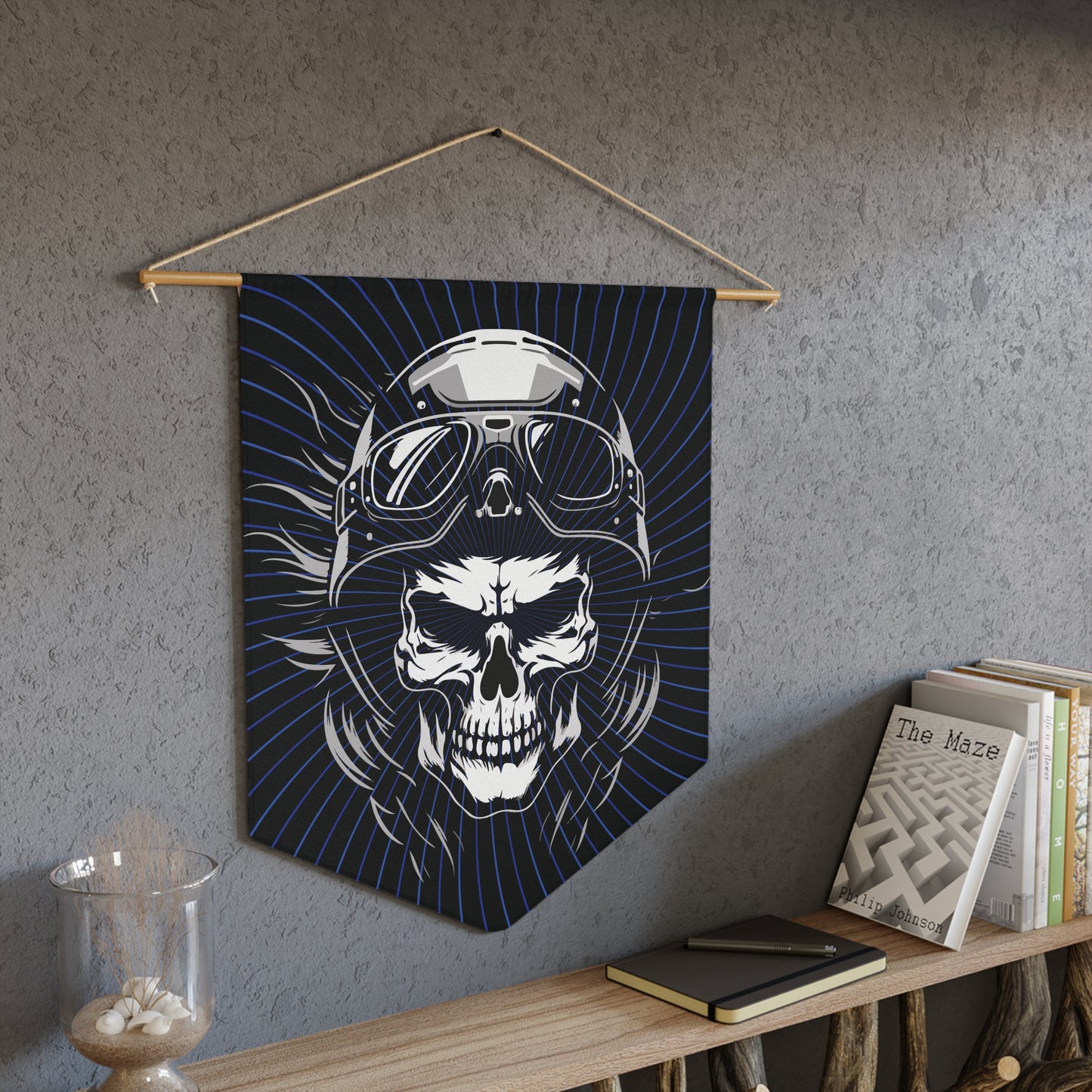 Skull Biker Helmet Pennant