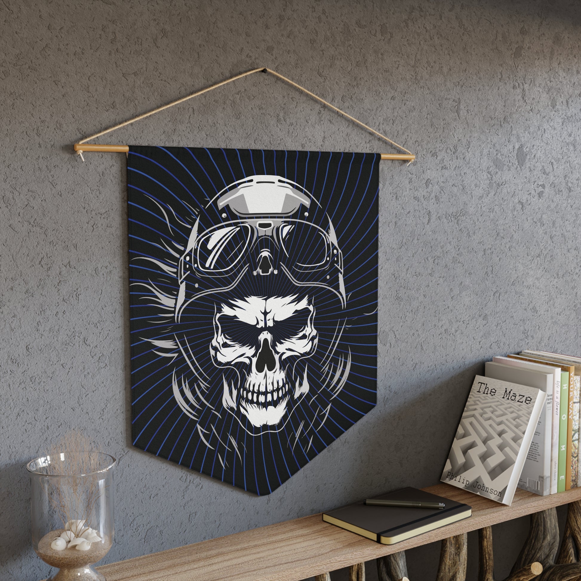 Skull Biker Helmet Pennant