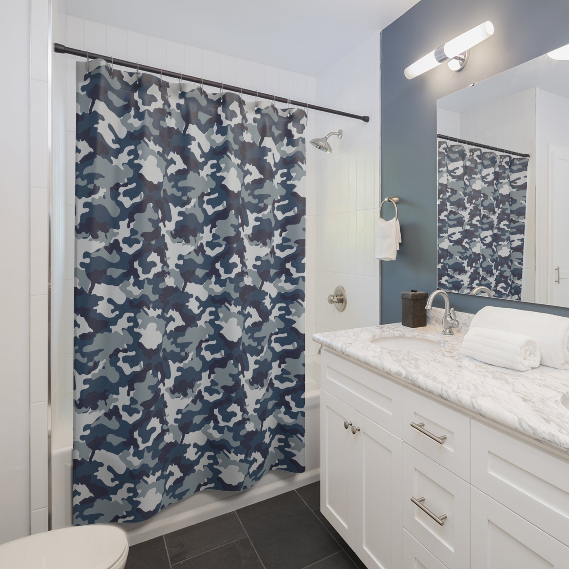 Blue Camo Shower Curtain