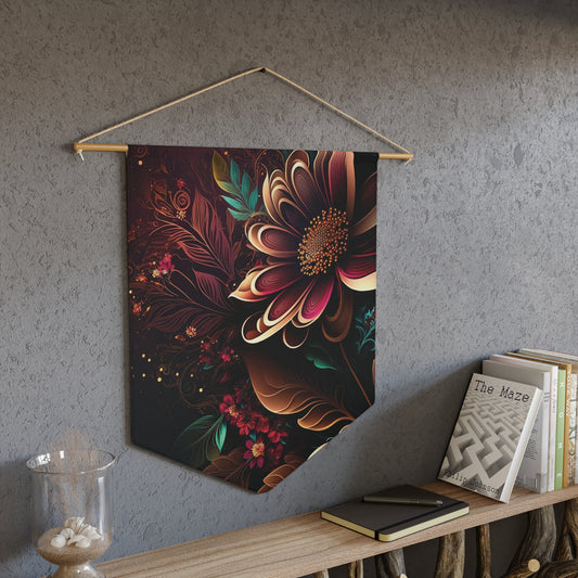 Autumn Bloom Pennant Wall Banner — Dark Floral Decorative Flag