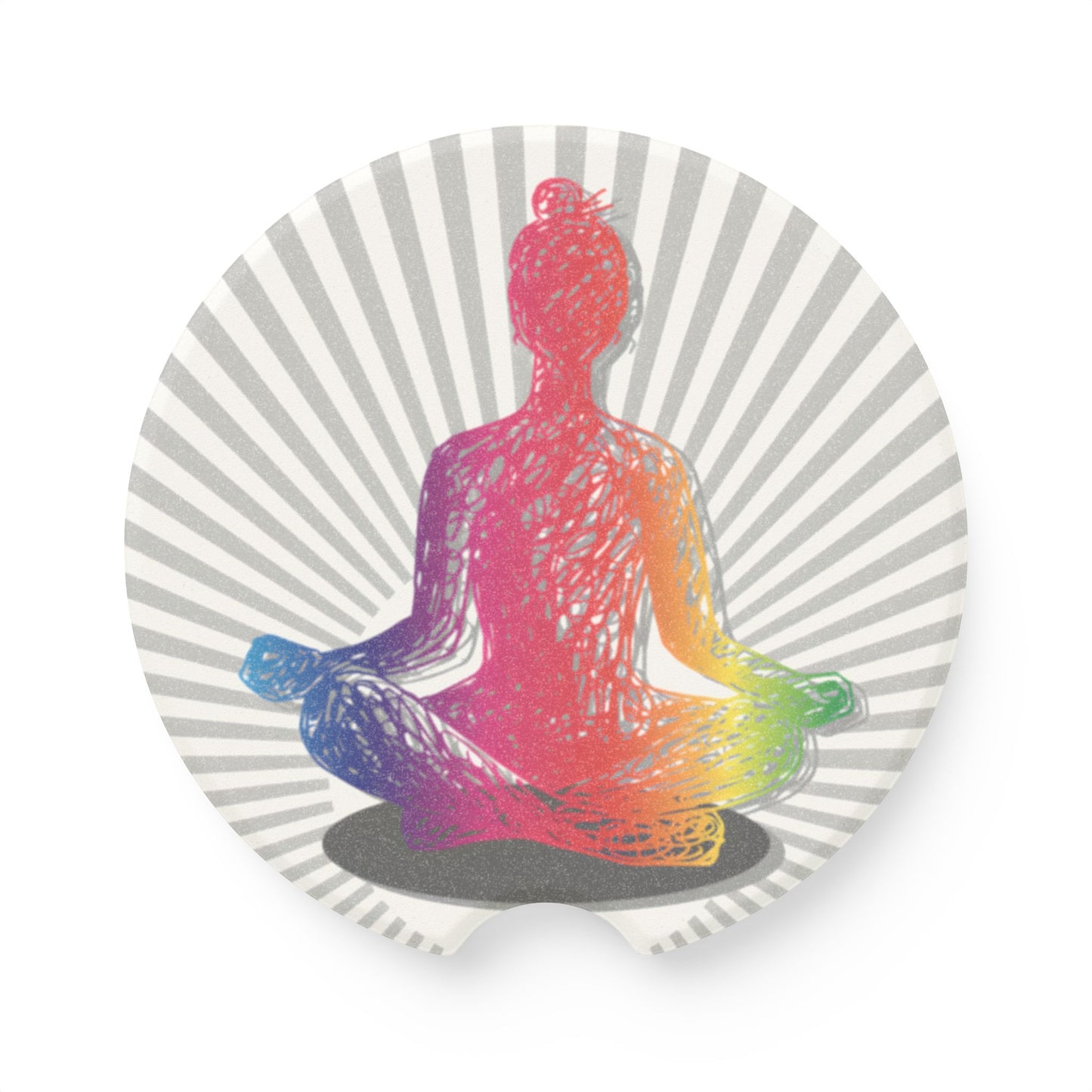 Soapstone Car Coaster — Rainbow Yoga Buddha Car Cup Holder Protector