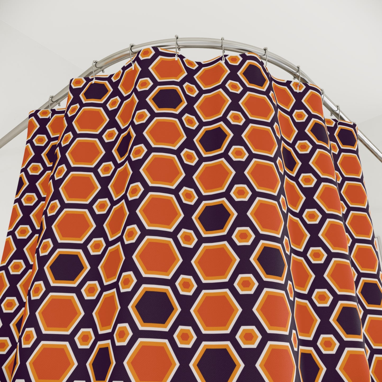 Geometric Print Shower Curtain Orange and Purple