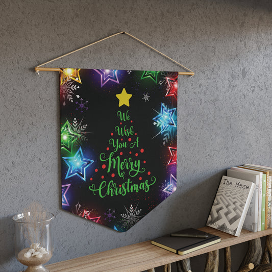 Christmas Pennant Banner - "We Wish You a Merry Christmas" Holiday Wall Hanging