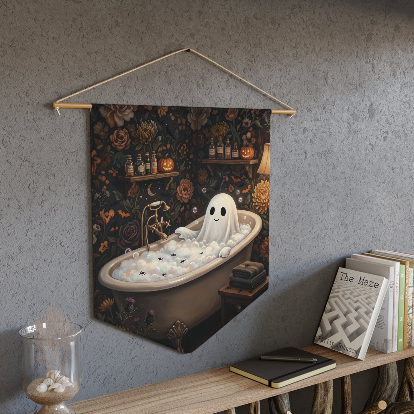 Halloween Ghost Bathtub Pennant — Cute Spooky Home Wall Banner