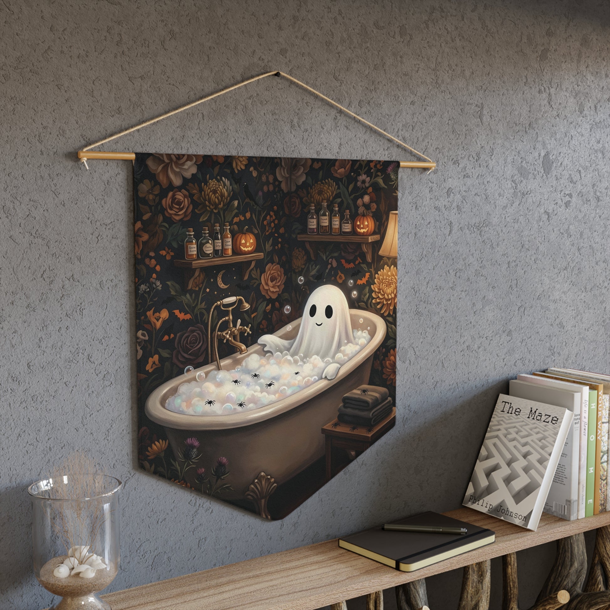 Halloween Ghost Bathtub Pennant — Cute Spooky Home Wall Banner