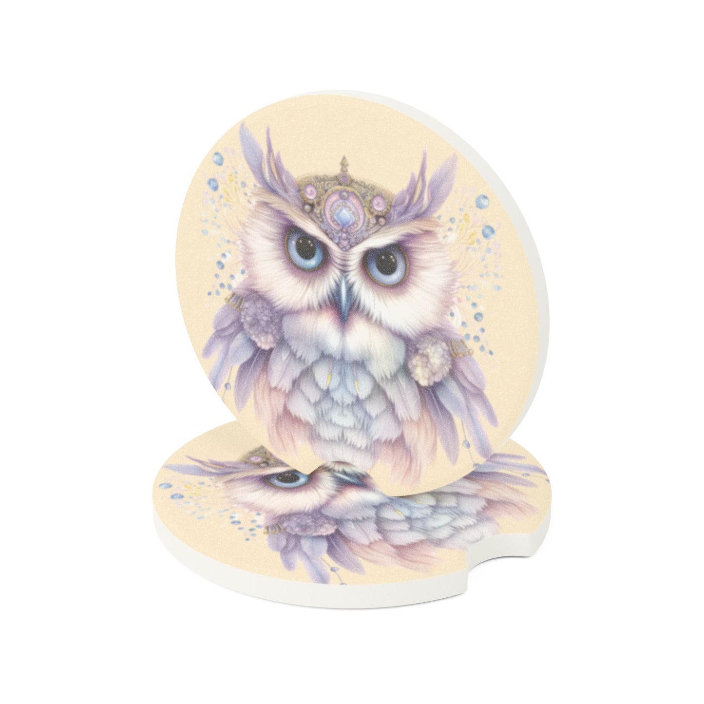 Mystic Owl Soapstone Car Coaster – Decorative Cup Holder Protector