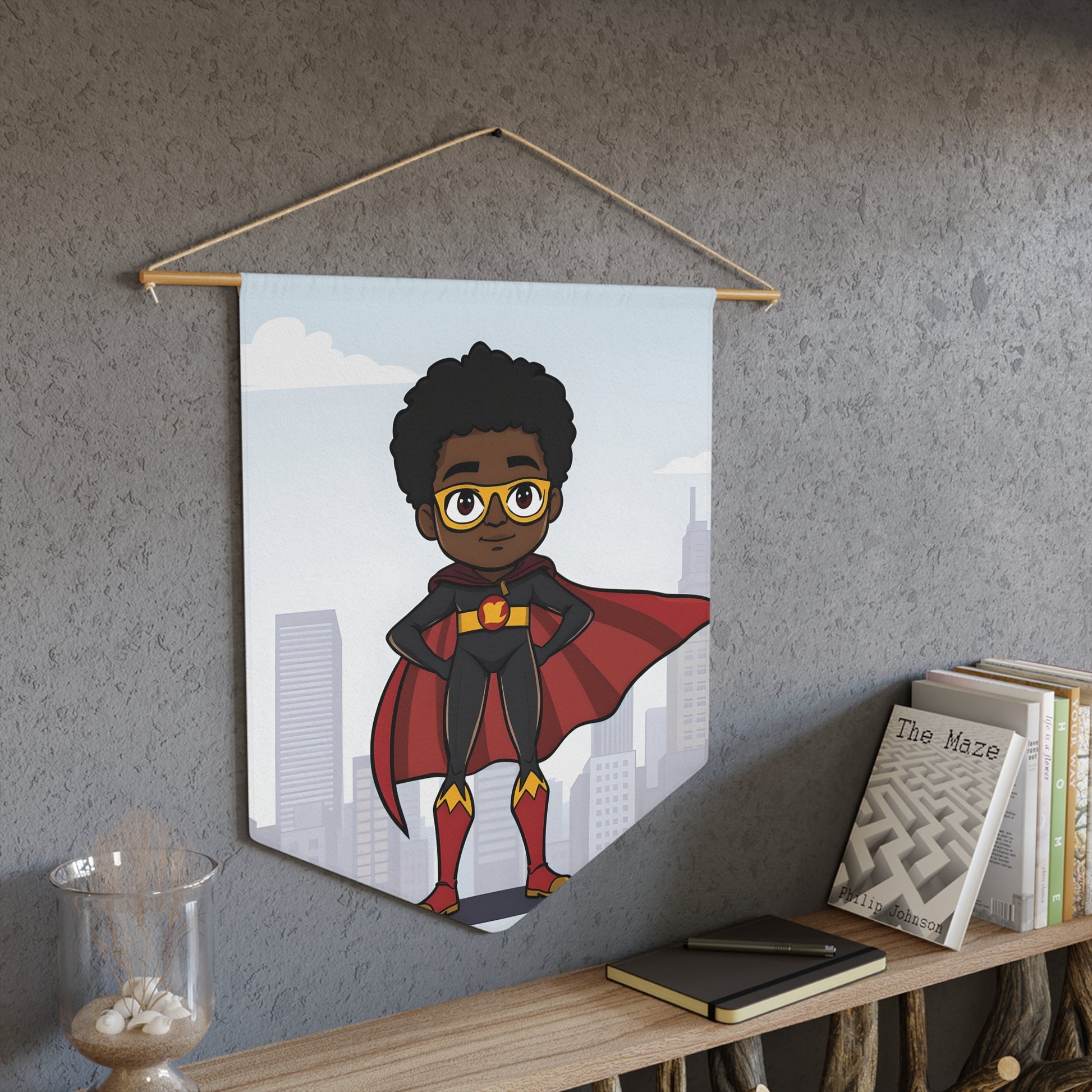 Superhero Kid Pennant Banner — Personalized Kids Room Wall Decor