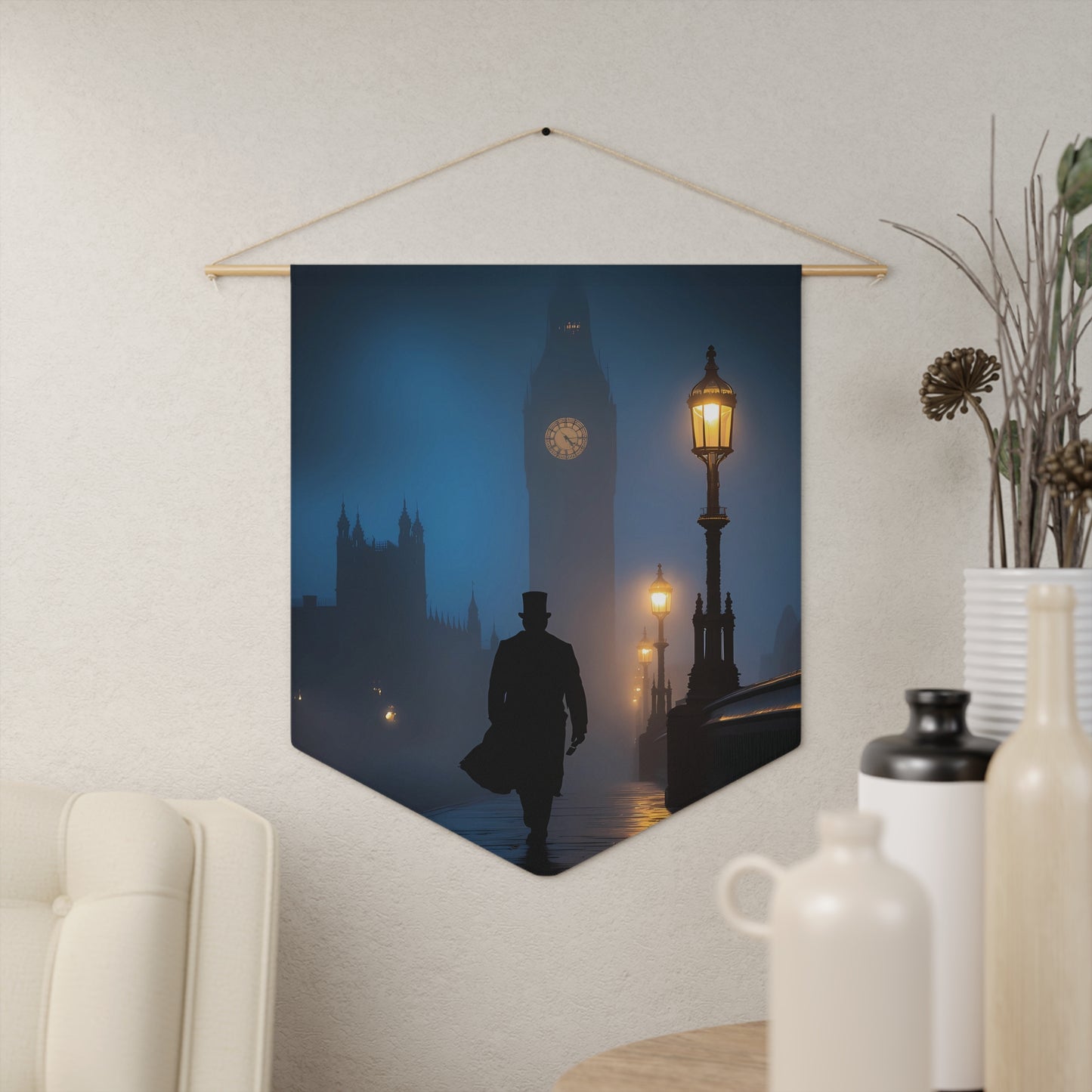 Victorian London Pennant - Foggy Big Ben Wall Banner for Home Decor