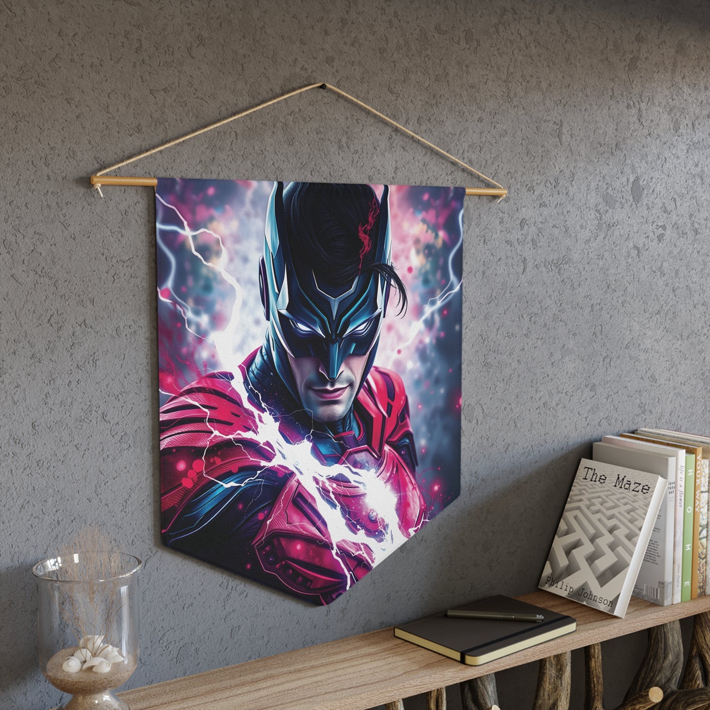 Superhero Lightning Pennant Wall Banner — Graphic Novel-Inspired Superhero Decor