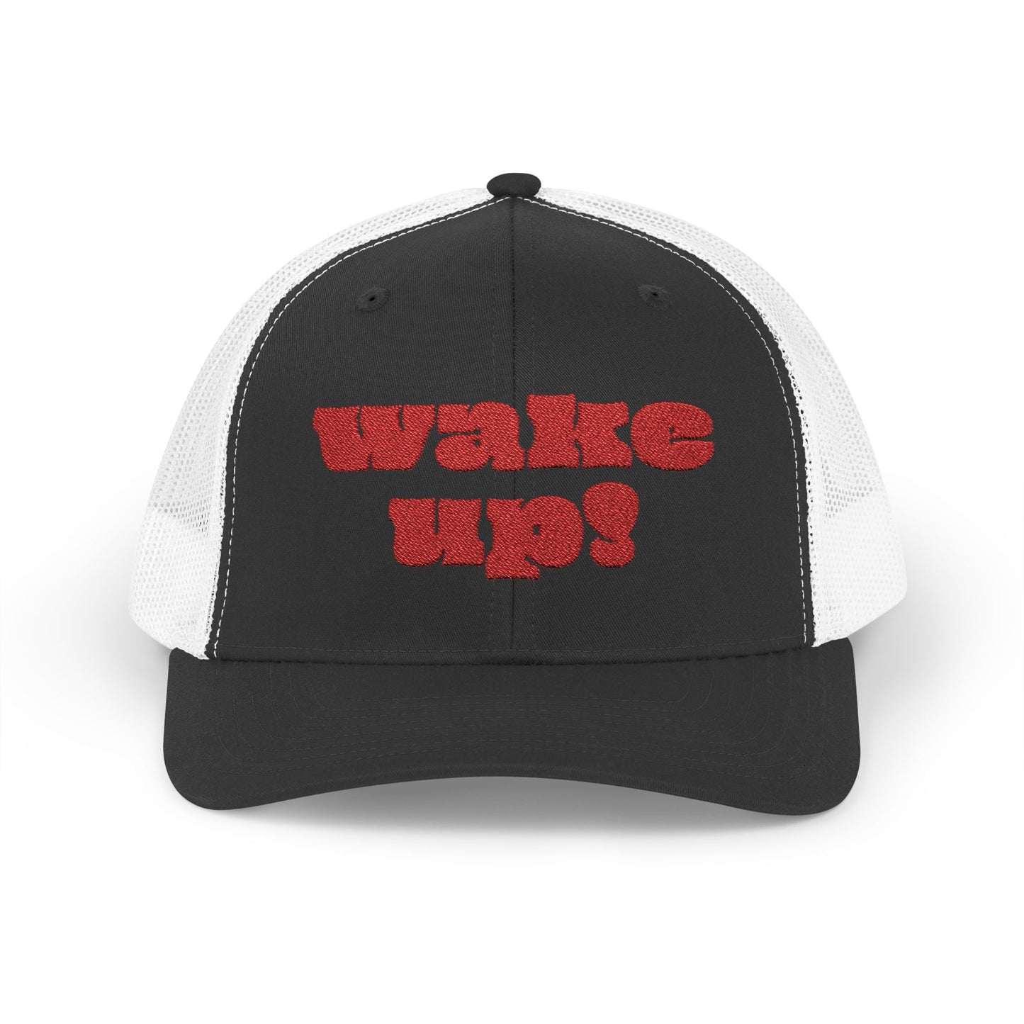 "Wake Up!" Snapback Trucker Cap, Fun Hat for Morning Motivation