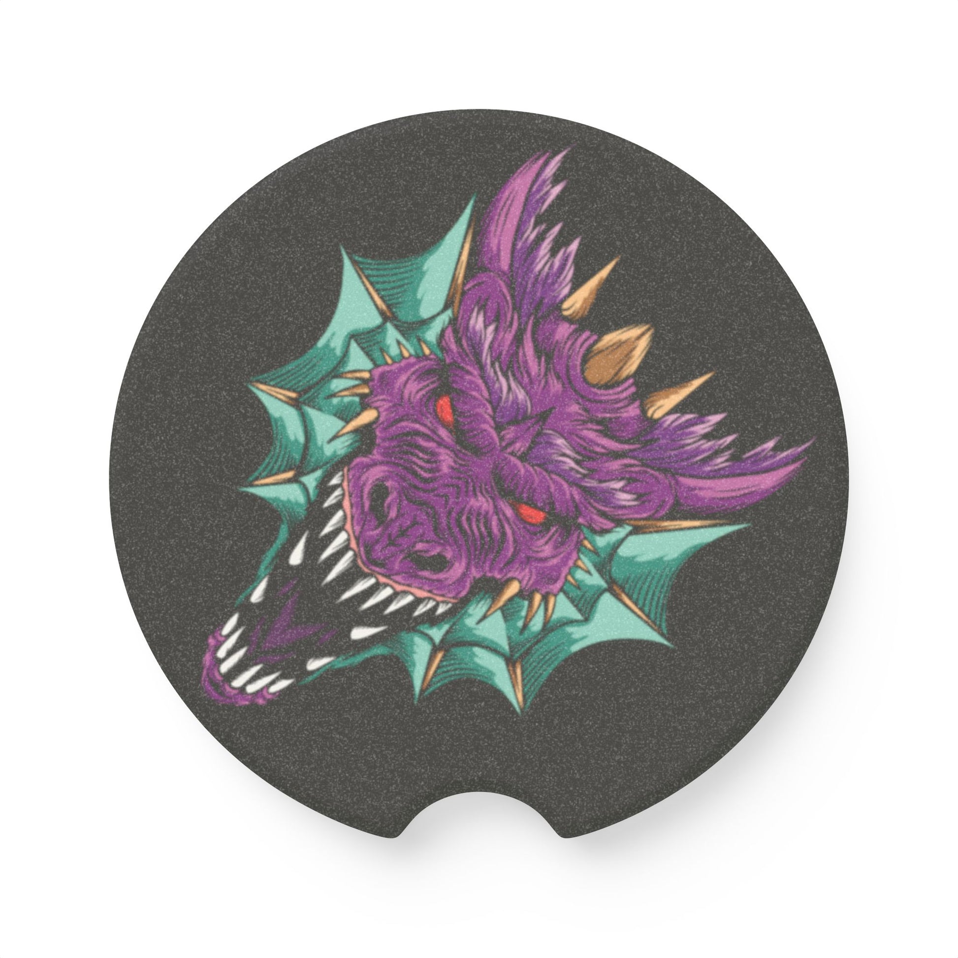 Soapstone Car Coaster — Neon Dragon Head Car Cup Holder Coaster