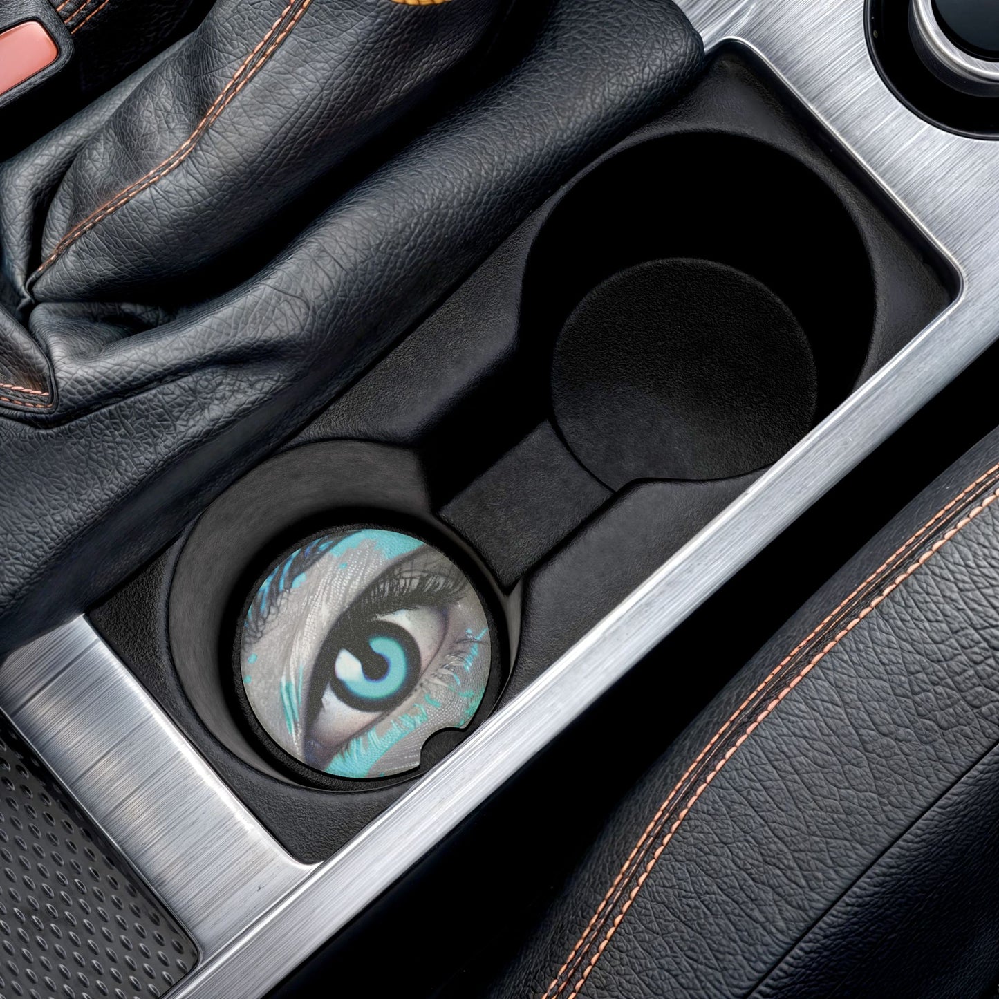 Eye Graphic Soapstone Car Coaster — Blue Cyclops Eye Car Cup Holder Protector