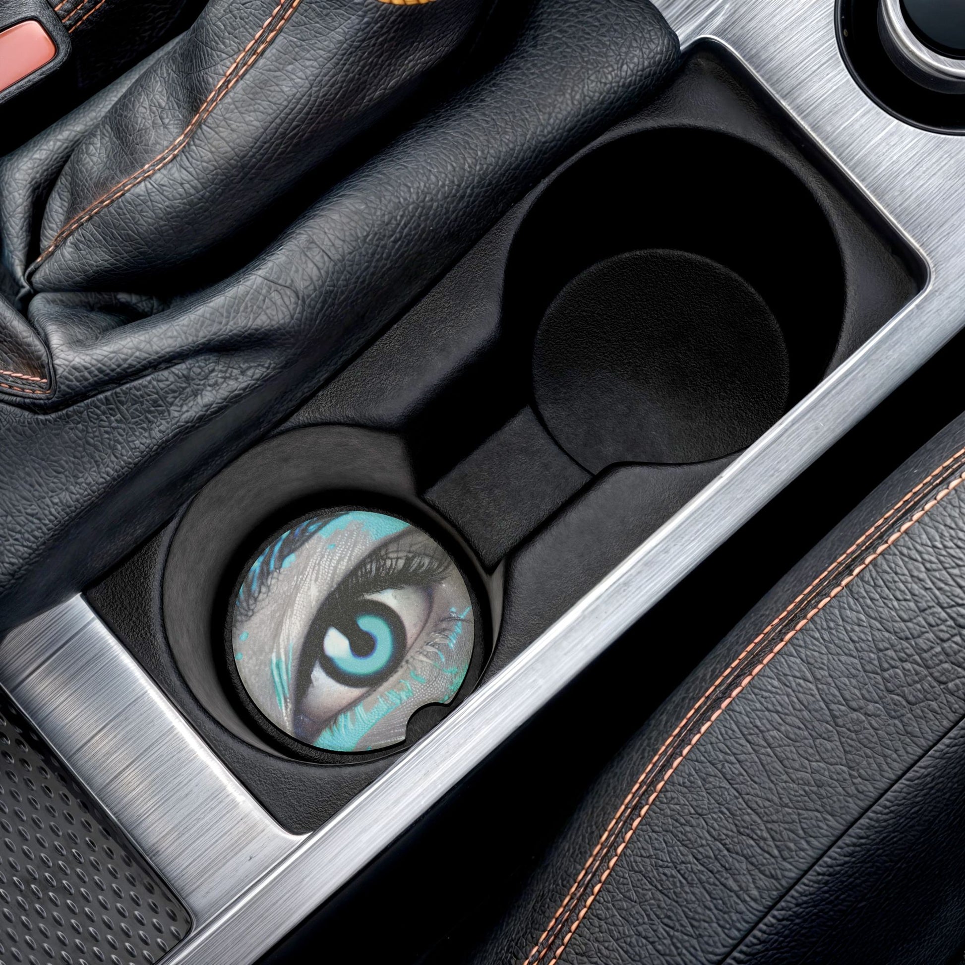Eye Graphic Soapstone Car Coaster — Blue Cyclops Eye Car Cup Holder Protector