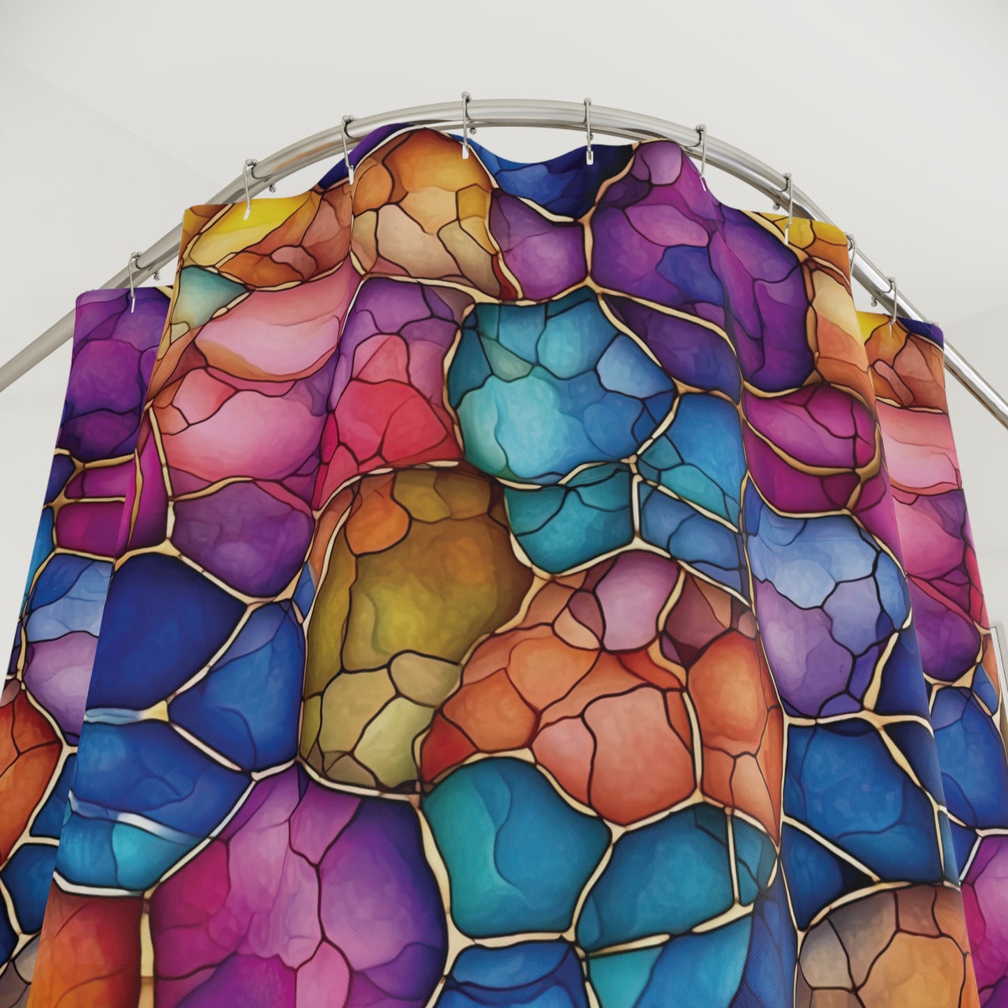 Jewel Tones Multi-Color Alcohol Ink Print Shower Curtains