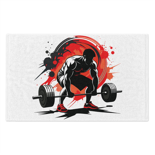 Weightlifter Workout Towel – 11x18 Gym Deadlift Design