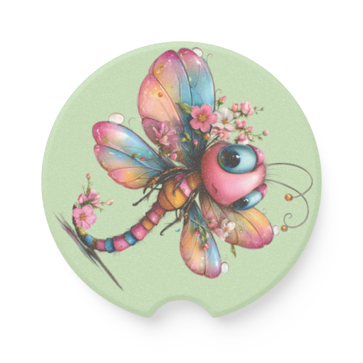 Soapstone Car Coaster — Cute And Colorful Dragonfly Car Cup Holder Coaster