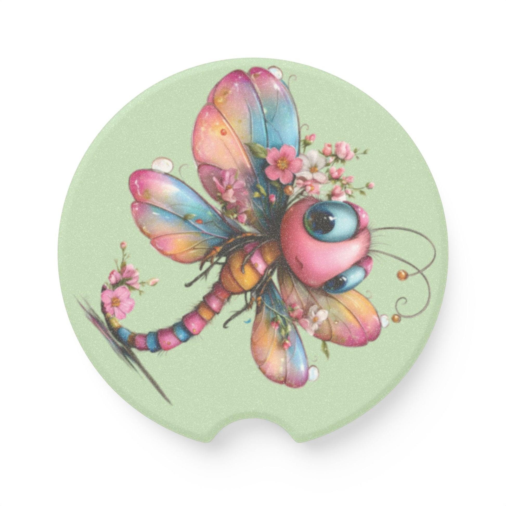 Soapstone Car Coaster — Cute And Colorful Dragonfly Car Cup Holder Coaster