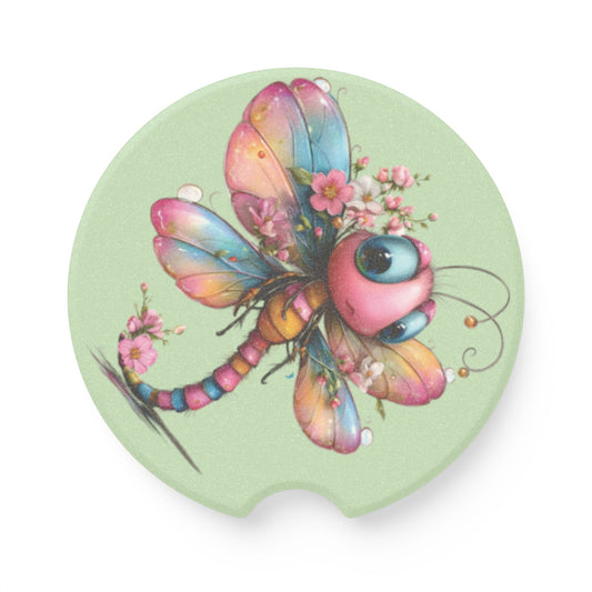 Soapstone Car Coaster — Cute And Colorful Dragonfly Car Cup Holder Coaster