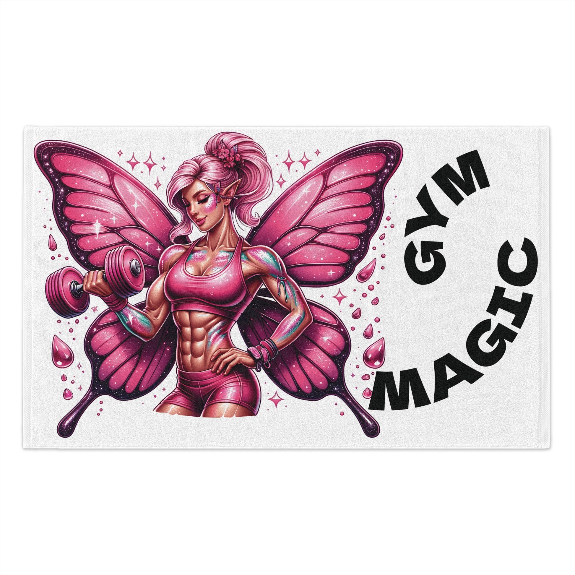 Gym Magic Workout Towel — Pink Butterfly Fitness Gym Towel (11x18)