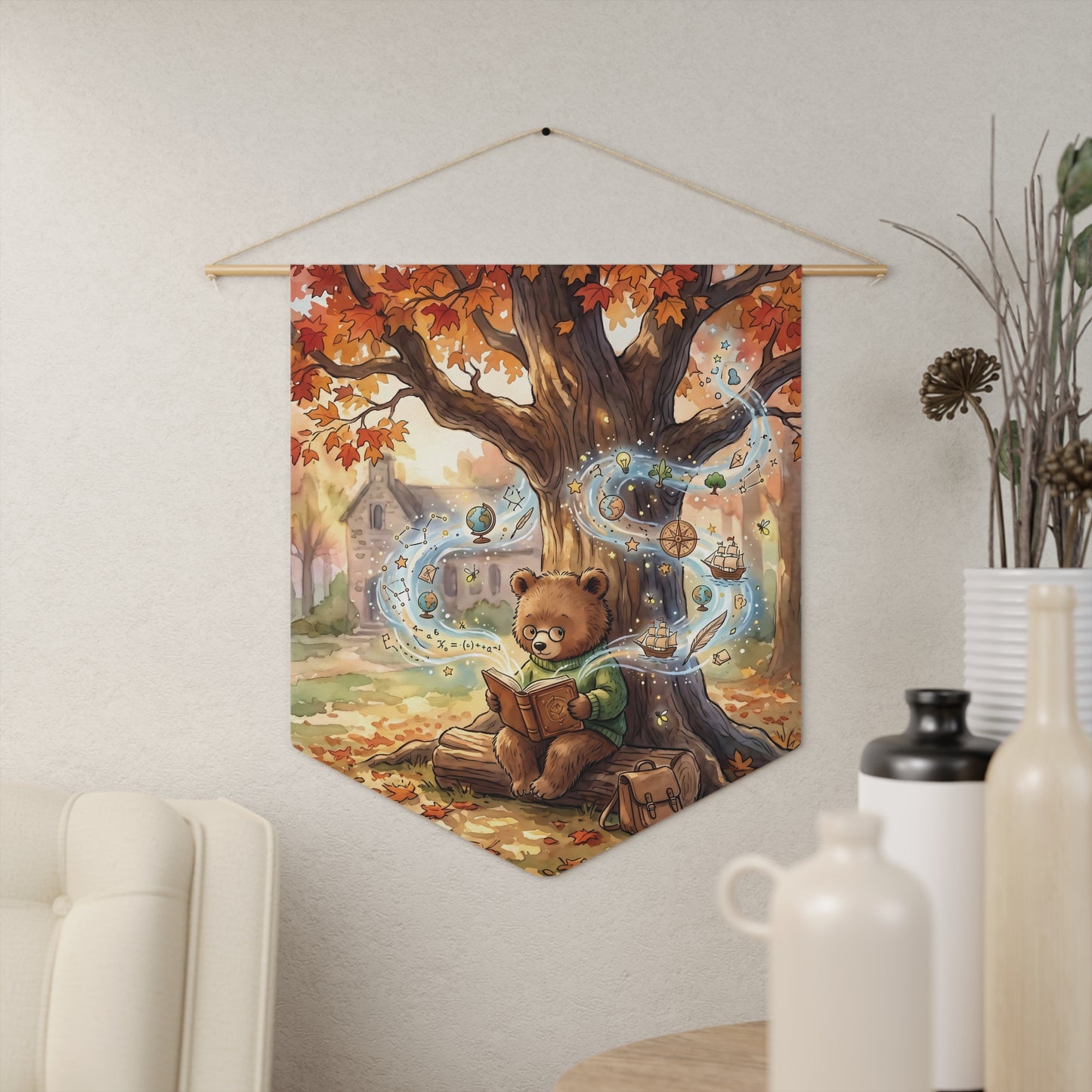 Autumn Storytime Pennant — Magical Bear Reading Wall Banner