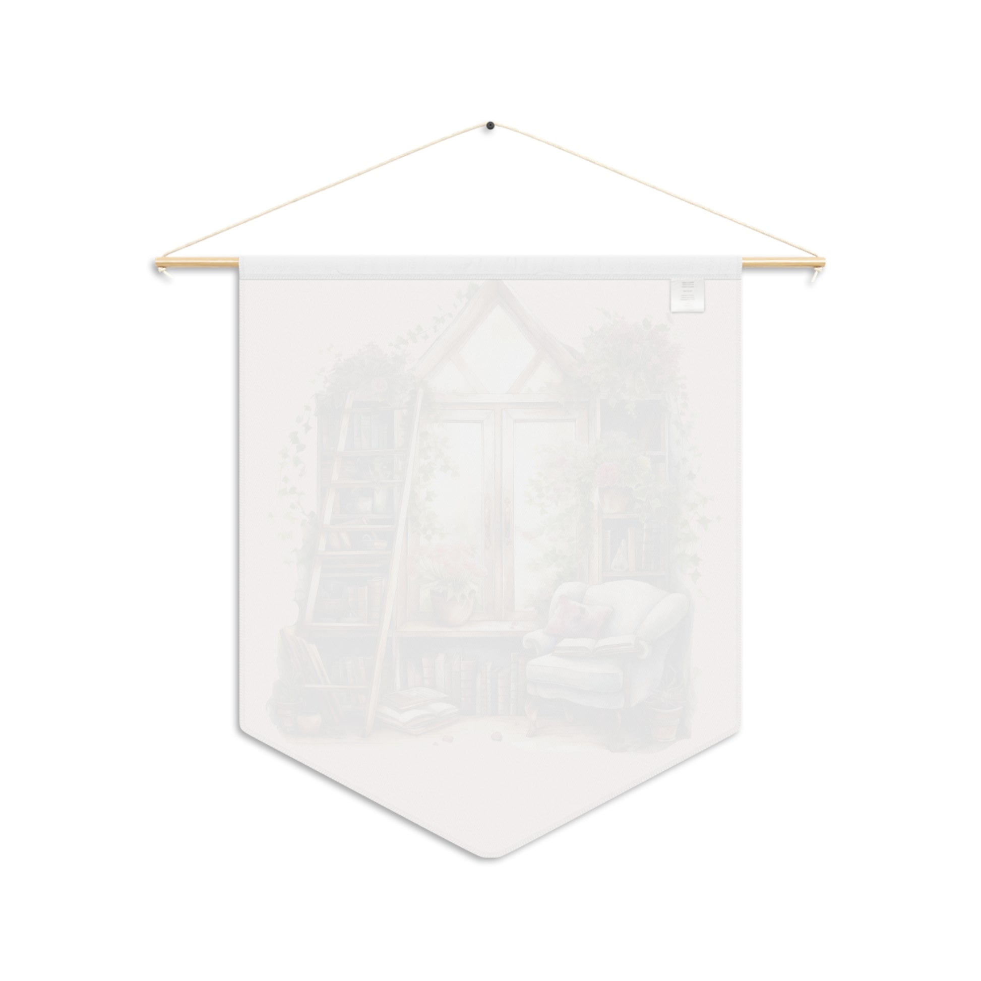 Cozy Reading Nook Pennant Wall Banner — Book Lover Home Decor Watercolor Style