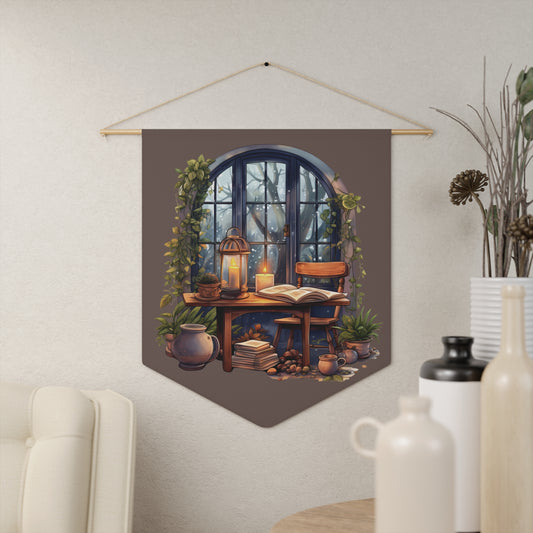 Cozy Reading Nook Pennant — Vintage Window Lantern Wall Banner