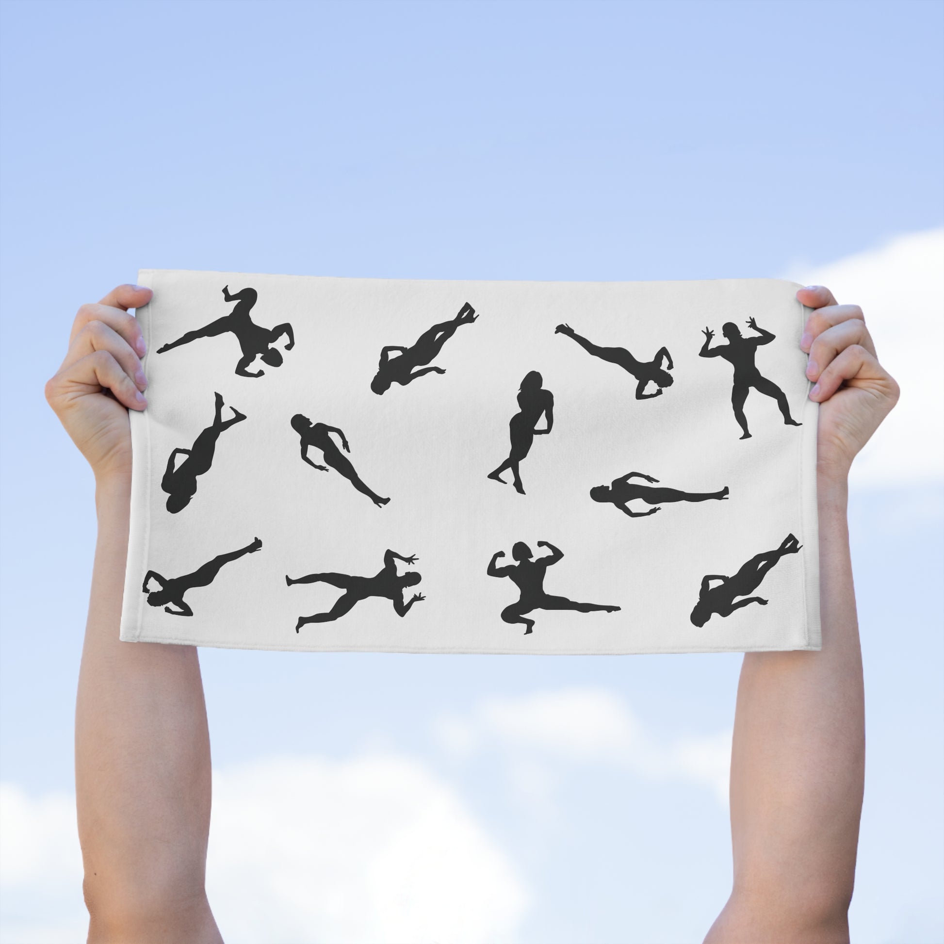 Gym Towel — Posing Female Bodybuilder Silhouettes Workout Towel (11x18)