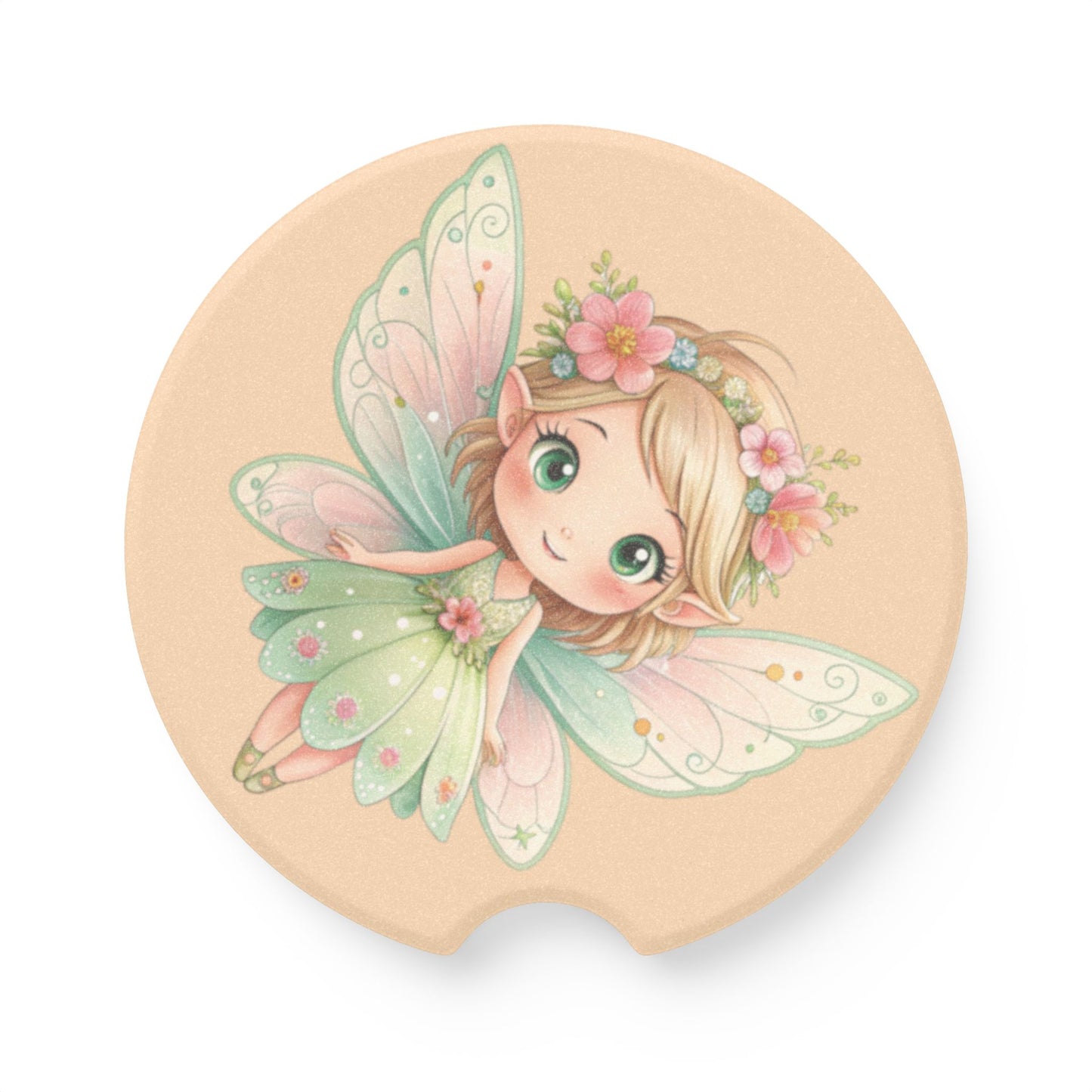 Fairy Car Coaster — Cute Floral Sprite Soapstone Drink Holder