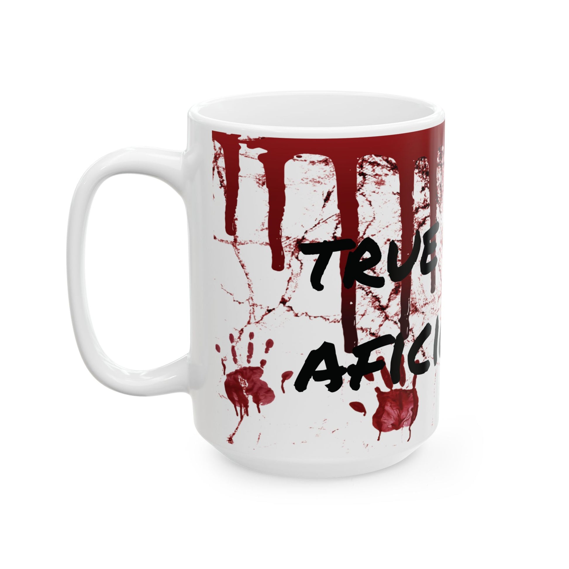 Bloody Handprint Ceramic Mug - "True Crime Aficionado"