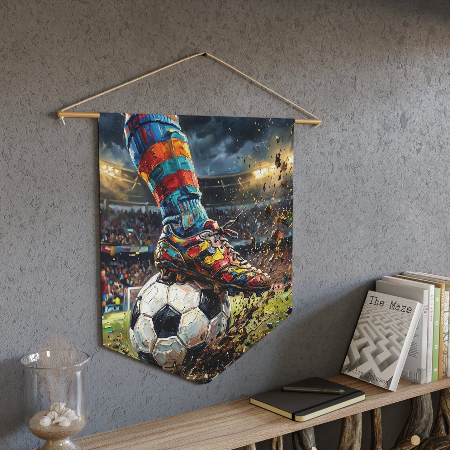 Soccer Kick Pennant – Colorful Player Art Wall Banner for Fans & Kids